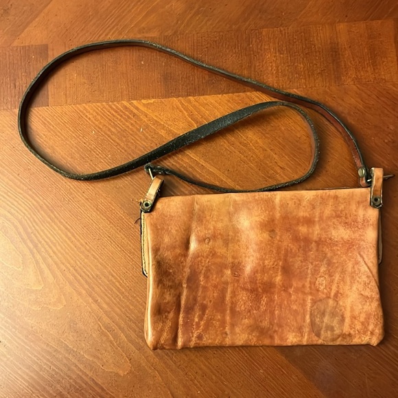 Vintage Hand Tooled Genuine Leather Mini Bag Schooner Maple Leafs - Picture 4 of 11